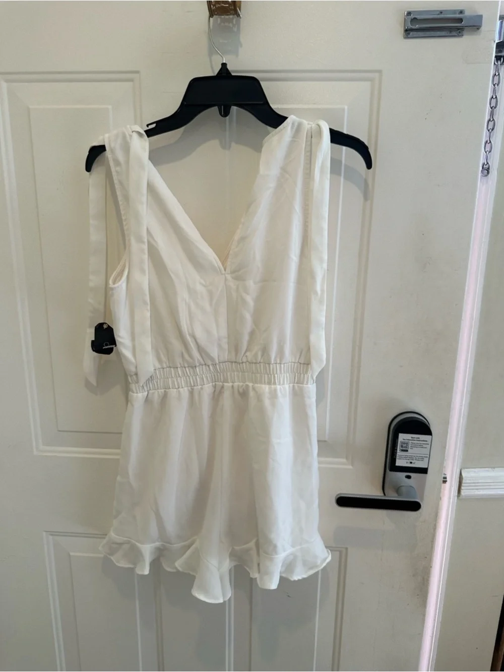 City Studio White Ruffle Trim Wrap Romper